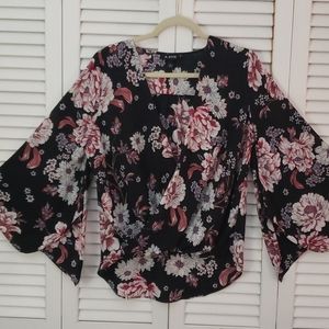 Black floral blouse